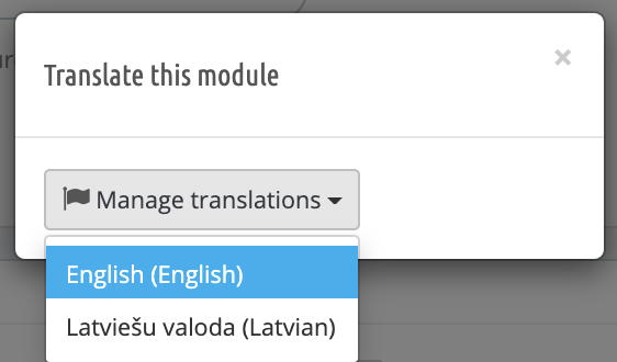 Klix module translation language selection screen